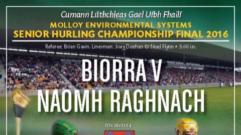 56 Page Colour Programme for This Years County Hurling Finals