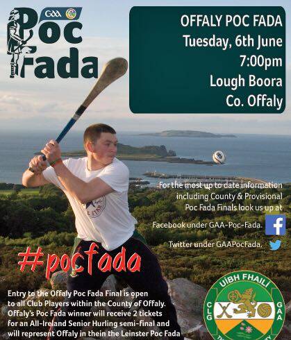 Offaly Poc Fada this Tuesday 6th June at 6.30pm in Lough Boora Park.