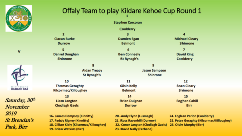 Offaly Team to play Kildare named